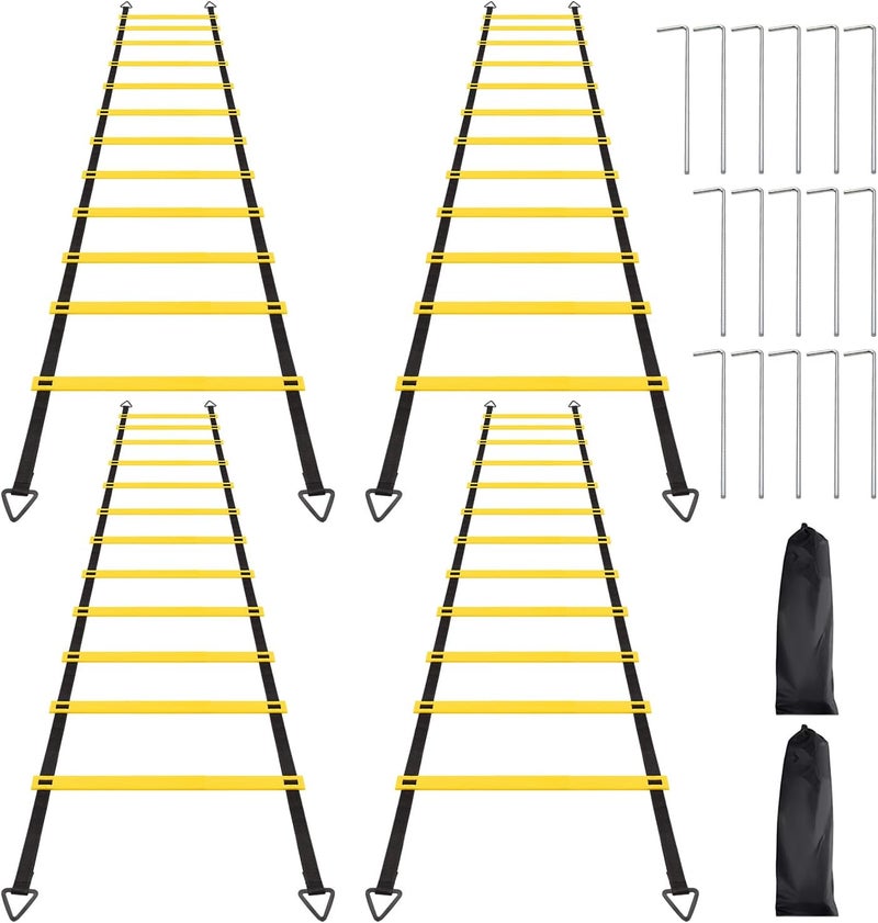 Ruby Q 12 Rungs Agility Ladder Set, Training Ladder with Steel Stakes and Carry Bag for Soccer, Speed Fitness Feet Training - Image 1